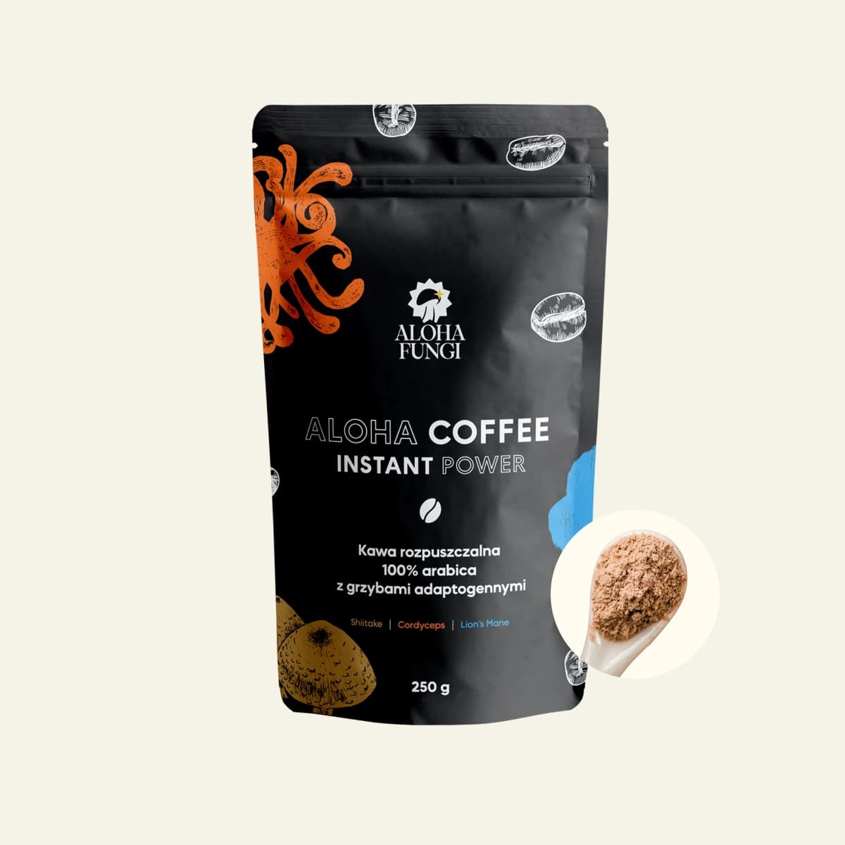 Aloha Coffee — opakowanie produktu Aloha Fungi
