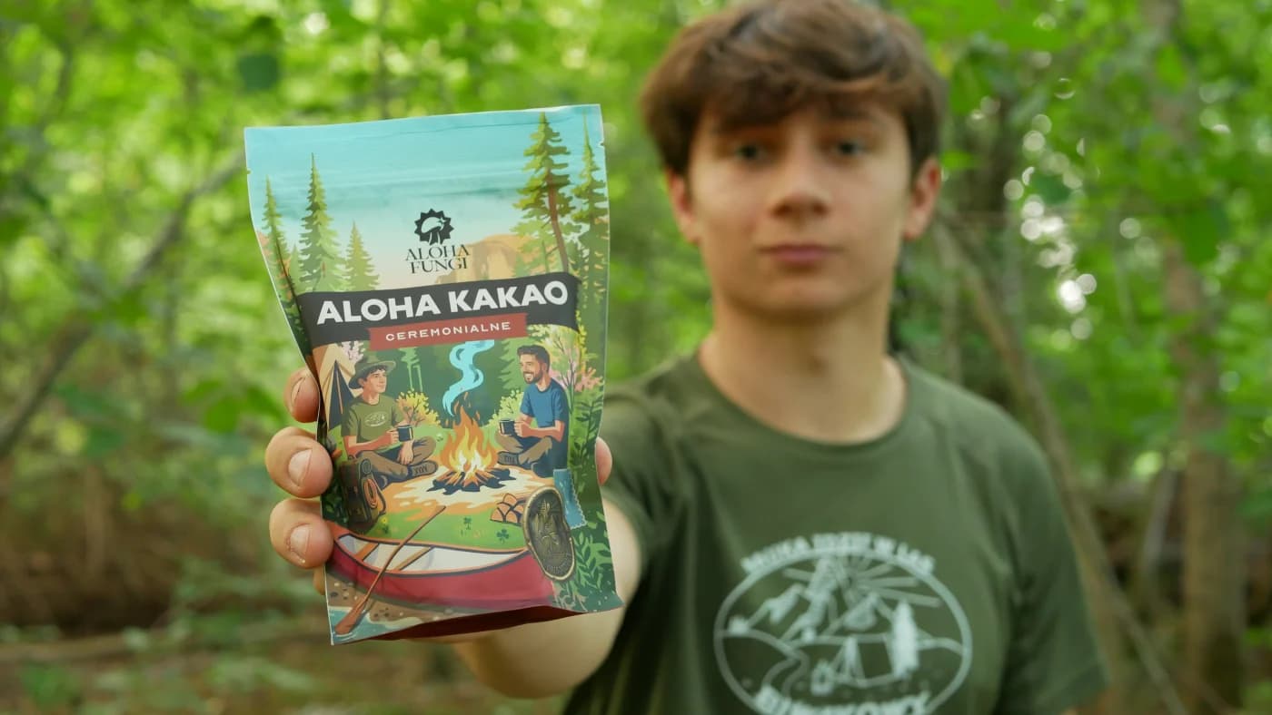 Aloha Kakao Ceremonialne, opakowanie produktu Aloha Fungi
