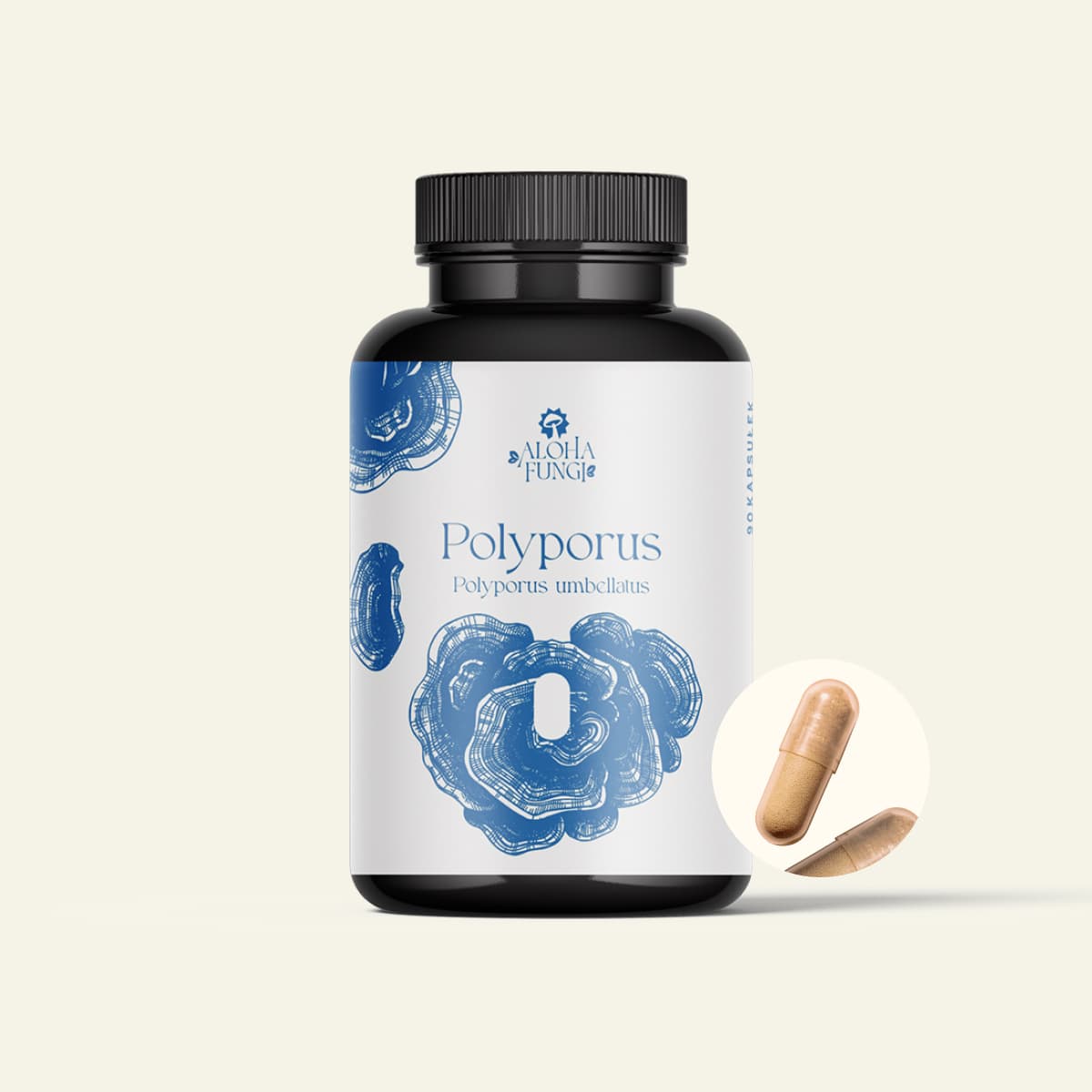 Polyporus Kapsułki · LONGEVITY, opakowanie produktu Aloha Fungi