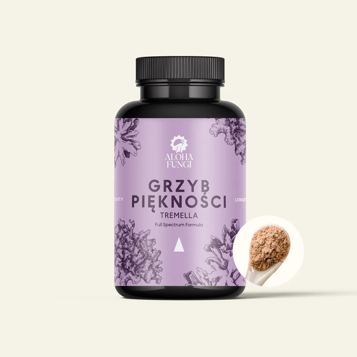 Tremella Proszki · LONGEVITY, opakowanie produktu Aloha Fungi